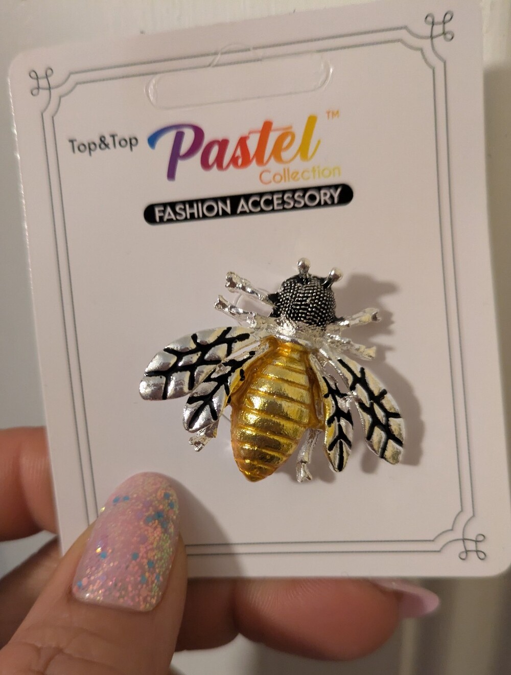 NWT Top&Top Pastel Collection Honey Bee Brooch Pin Gold Silver Tone Insect Jewel